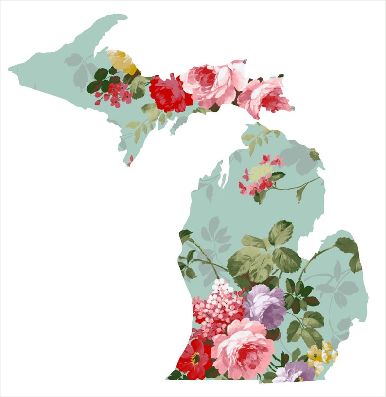 Michigan Vintage Floral Decal smittenwiththemitten Vehicle Car Decal Yeti Sticker image 2