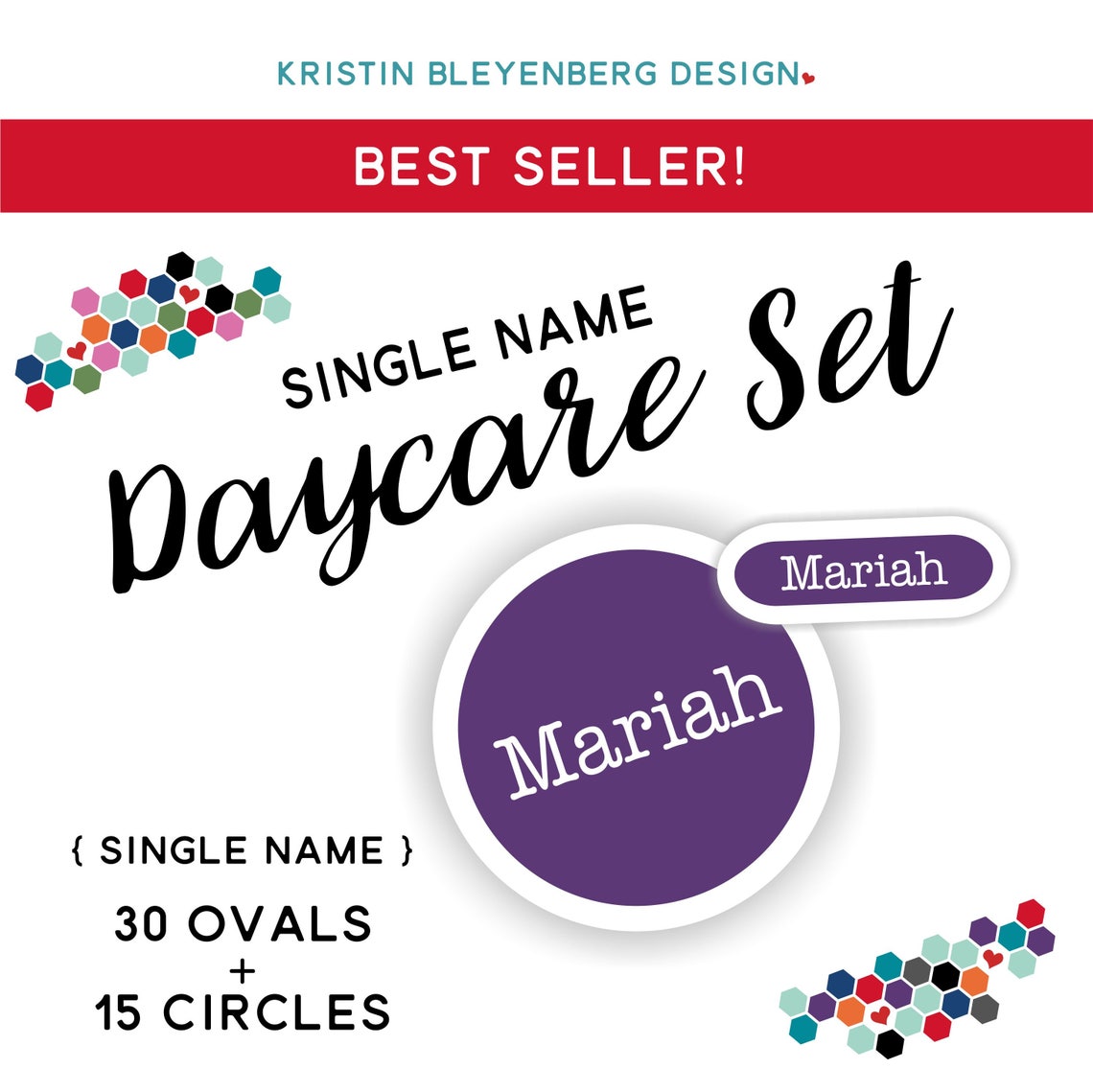 Waterproof Stickers Single Name DAYCARE Set Vinyl Labels for Etsy