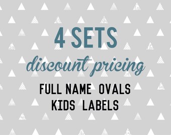 Full Name OVAL Kids Labels - 4 sets of 30 qty - Back to School Stickers - personalized decals