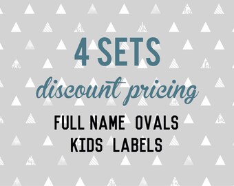 Personalized Kids Name Labels – Oval Back to School Stickers, 4 Sets