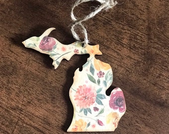 Paprika Floral Michigan Ornament - Stocking stuffer