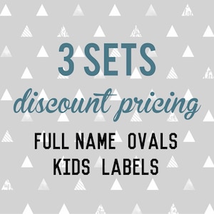 Nom complet personnalisé OVAL Kids Labels - 3 ensembles de 30 qty - Autocollants imperméables à l’eau pour la rentrée scolaire pour les enfants, la garderie, le bébé, les fournitures scolaires