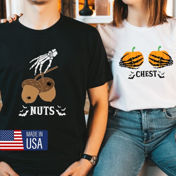 Camisas divertidas de pareja de Halloween camisas divertidas de Halloween de nueces de pecho camisas de