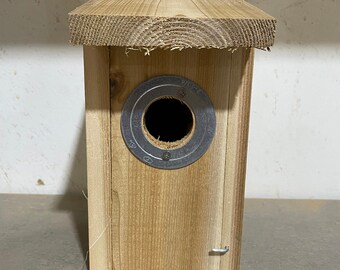 metal hole protector bluebird house with EZ open front