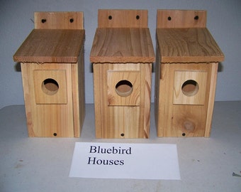 3 bluebird houses handmade with cedar wood