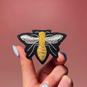 Bee Patch Embroidered Patch Handmade Patches Iron on Patch Custom Patch for Hat Embroidery Back Patch Sew on Patch Custom Denim Jacket