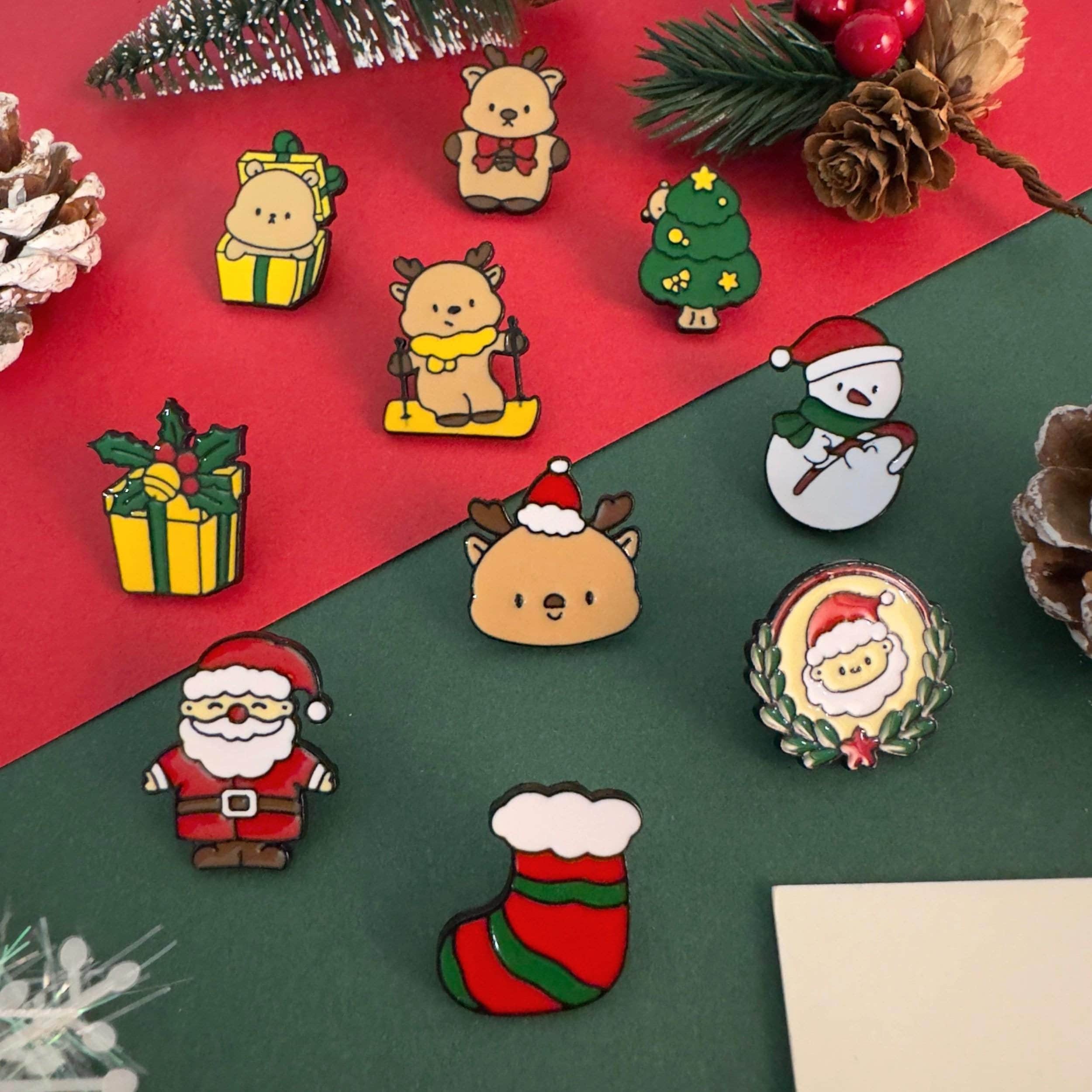 Spille Natalizie Con Strass - 12 Pezzi | Decorazioni Cartoon Per Natale | Idee Regalo Per Donne E Ragazze