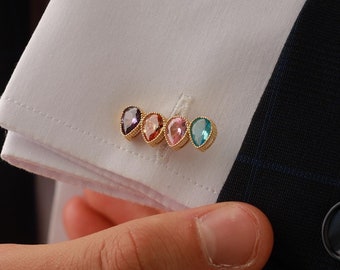 Personalized Wedding Cufflinks, Personalized Birthstone Cufflinks, Groom Wedding Cufflinks,Christmas Cufflinks,Gifts For Him,Groomsmen Gift