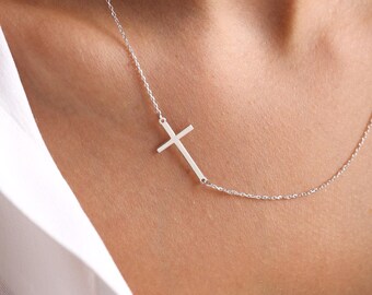 Tiny Cross, Religious Necklace, Christian Gift, Baptism Gift, Birthday Christian  Gift, Jesus,Dainty Cross Necklace, Silver Cross Necklace,