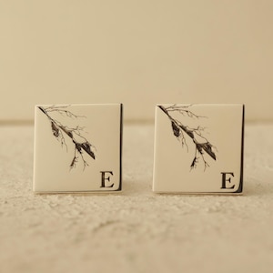 Gemelos con letras, gemelos personalizados, gemelos de boda personalizados, gemelos con iniciales, gemelos de boda para novios, gemelos con forma de rama de árbol
