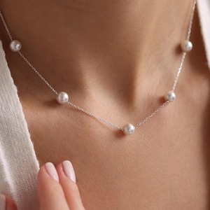 Dainty Pearl Necklace, Bridesmaid Necklace,Wedding Necklace,Bridal Necklace,Bridesmaid Gift, Pearl Necklace, Vintage Necklace, Freshwater