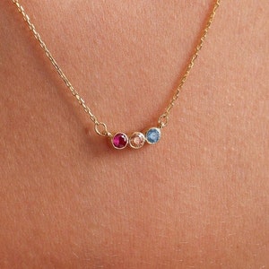 Personalized Birthstone Necklace, Silver Birthstone Necklace, Family Birhtday Stone Necklace,14K Solid Gold Necklace, BirthstoneCharmjewelry