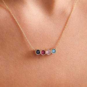 14K Solid Gold Necklace, Personalized Birthstone Necklace, Family Birhtday Stone Necklace, Silver Birthstone Necklace,BirthstoneCharmjewelry