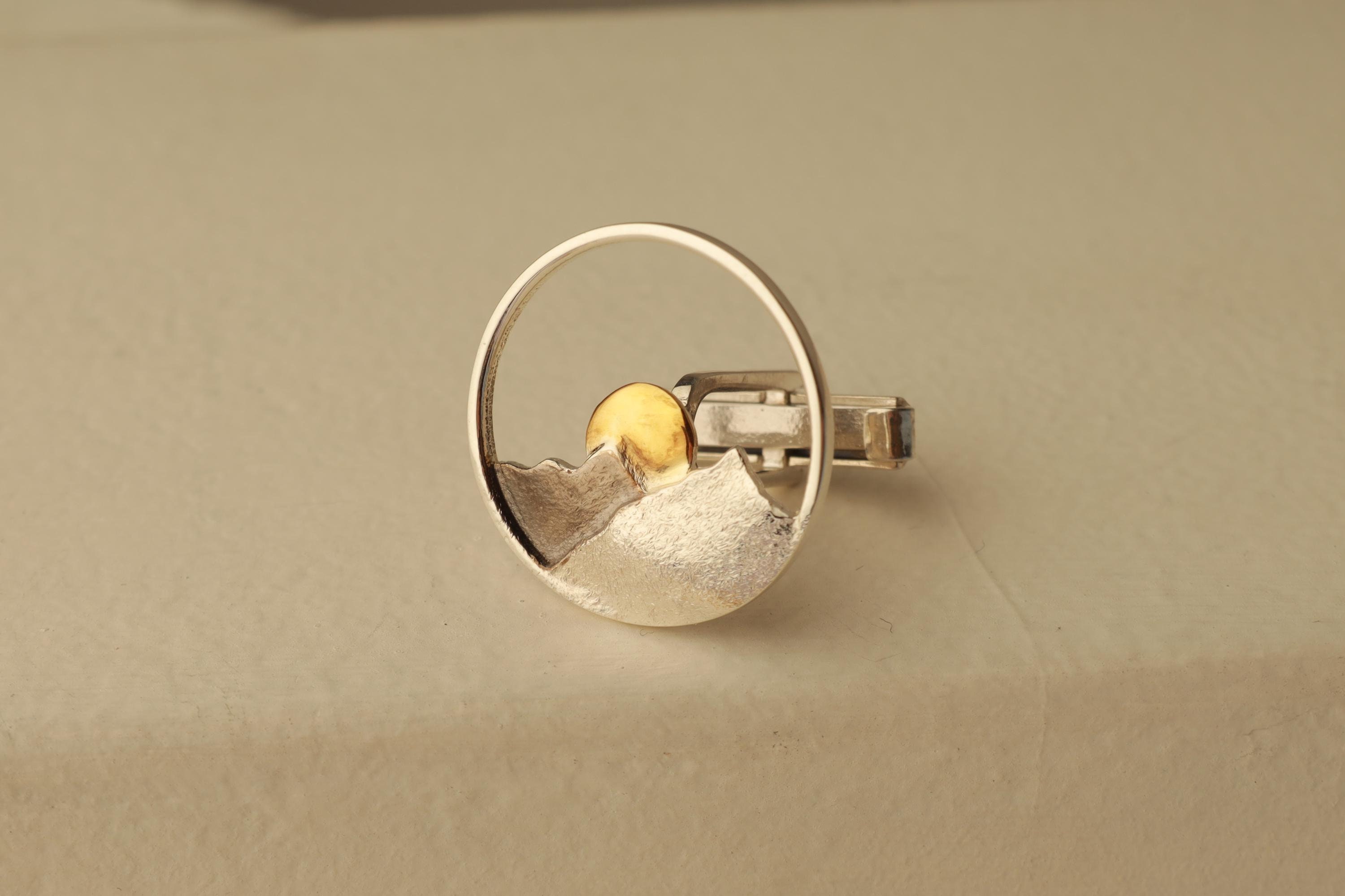 Mountain Cufflinks, Moon Cufflinks, Groom Wedding Cufflinks, Wedding Cufflinks, Gift for Husband, Gift for Father, Christmas Cufflinks, Gift