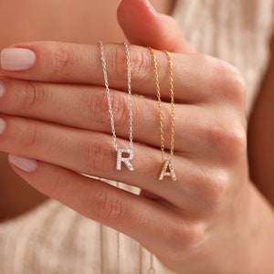 Collar con letras, collar con piedra inicial de oro, collar con letras personalizado, collar con nombre de oro, regalo para novia, joyería con iniciales, para niños