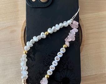 Custom Rose Quartz Phone Charm | Custom Pearl Phone Charm