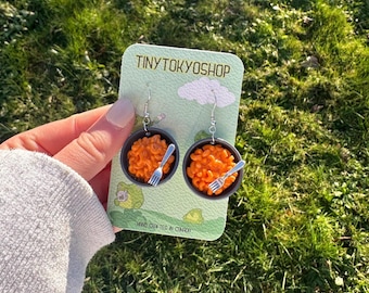 Mini Macaroni and Cheese- Handmade Polymer Clay Earrings
