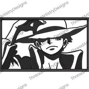 Op de afbeelding: Zwart-witte illustratie van een cartoonfiguur met een grote hoed. Het personage heeft een serieuze uitdrukking en kijkt naar de zijkant.