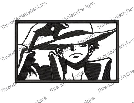 One Piece Anime Embroidery, Monkey D Luffy, Luffy, Luffy Hat, Luffy One Piece, One Piece Luffy, One Piece Anime, Instant Download, 3 Sizes