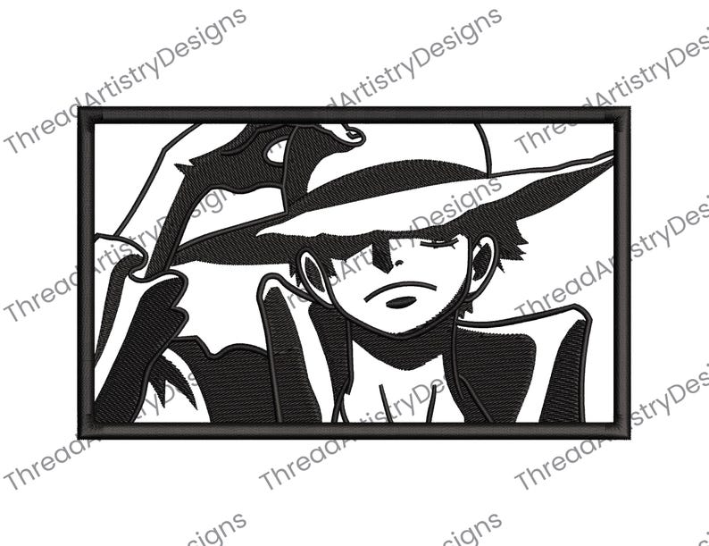 May include: Black and white illustration of a cartoon character wearing a large hat. The character has a serious expression and is looking to the side.
