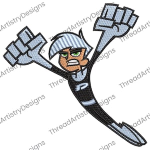 Diseño de bordado de Danny Phantom: Dibujo animado de un niño fantasma (descarga instantánea)