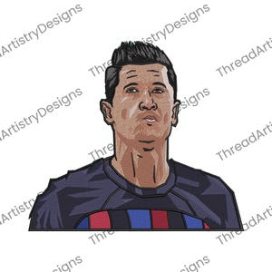 Robert Lewandowski Embroidery Barcelona Fc Soccer Embroidery Sports Design Football Player Design  Bordado Dst File Barca embroidery,3 Sizes