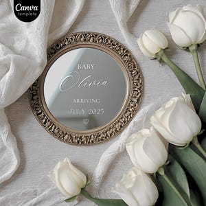Mirror Pregnancy Announcement Digital Template, Neutral Baby Reveal, Social Media Announcement, Expecting Parents, Pregnancy 2025 K1