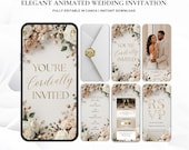 Wedding Video Invitation Template Elegant Floral Wedding Invite Canva Editable Animated Wedding Invitation MP4 Evite