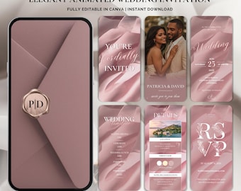 Blush Wedding Invitation Video • Animated Canva Template • Elegant Digital Wedding Invite • Mobile-Friendly Wedding Timeline
