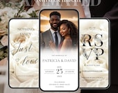 Digital Wedding Invitation Template Custom Video Wedding Invite Editable Animated Canva Template Electronic Minimalist Floral Invite