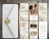 Animated Wedding Invitation, Elegant White Rose Digital Wedding Video,Canva Template for Modern Neutral Wedding,Editable Mobile  eInvite