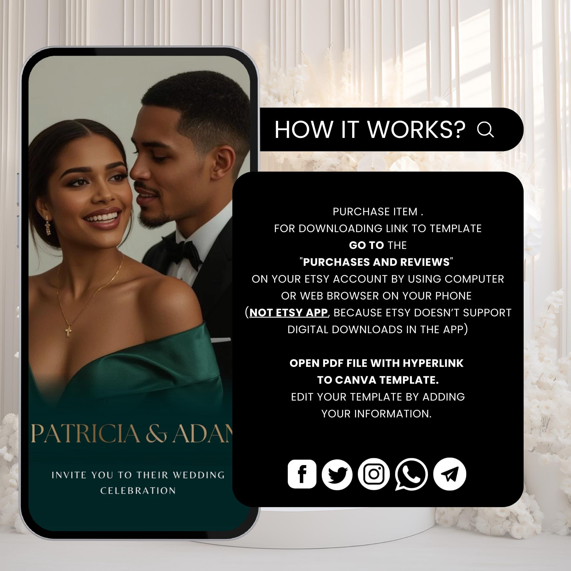Animated Wedding Invitation With Clickable RSVP, Emerald Green Luxury ...