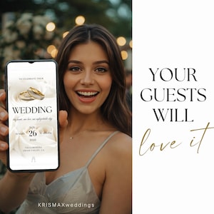 Elegant Animated Wedding Invitation, Classic Neutral Digital eInvite with Trackable RSVP, Editable Canva Template for Modern Wedding image 3