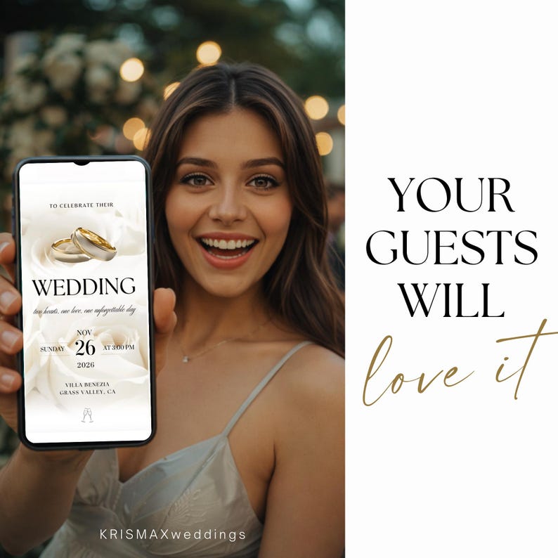 Elegant Animated Wedding Invitation, Classic Neutral Digital eInvite with Trackable RSVP, Editable Canva Template for Modern Wedding image 3