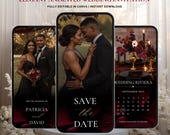 Romantic Burgundy Wedding Invitation Template, Digital Save the Date, Elegant Moody Wedding Invite, Luxury Canva RSVP Card