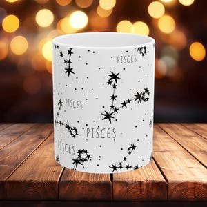 Pisces Zodiac Mug, Constellations Coffee Cup, Astrology Tea Mug, Horoscope Ceramic Drinkware, Birthday Gift for Pisces