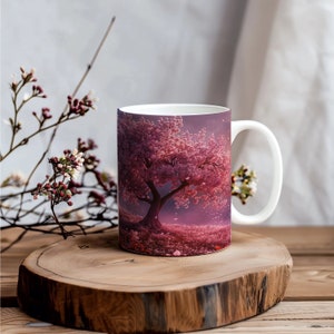 Japanese Cherry tree Ceramic Mug Cherry Blossom Mug Floral Mug Japanese Mug Gift For Mother (11oz, 15oz)