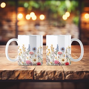 Gardening Gift Flower Mug Wildflowers Mug Floral Coffee Cup Cottagecore Tea Cup Botanical Mug