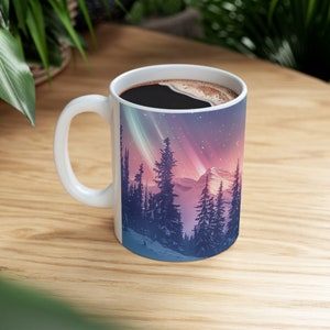 Polar Lights Ceramic Mug Aurora Borealis Night Sky Polar Lights Gift FoR Astronomer Celestial Mug Color Coffee Mug (11oz, 15oz)