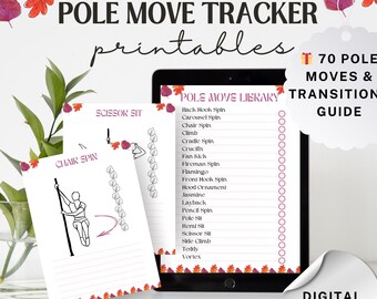Herbstfarben Pole Dance Tracker Printable | 20 Züge A5 PDF | Pole Dancer Geschenk | Sofort Download