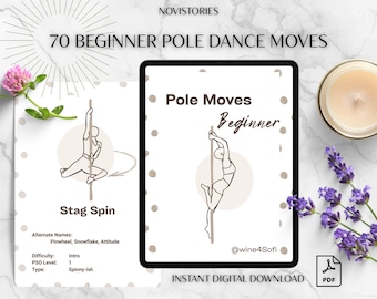 Beginner Pole Dance Moves Book | 70 Printable Cards | A5 Format | Pole Dancer Gift | Instant Download