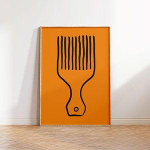 Afro-pick, svart ägd konst, utskrivbar, svart krafthälsningskonsttryck, afrokam, dekor ovanför sängen, konsttryck för badrumsdekor, heminredning