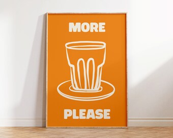 Plus de café s'il vous plaît, art mural avec impressions de cuisine, affiche d'impression de café, impression rétro, impression de café, cadeau pour les amateurs de café, décoration murale de cuisine