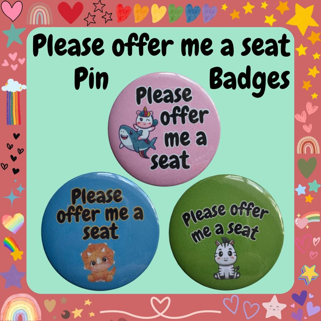 Please Offer Me a Seat Badge - Etsy display picture 1
