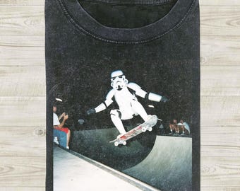 Stormtrooper Skateboarding Comfort Colors Tee, Star Wars Shirt, Disney Shirt, Disney Trip Hip Hop Wear, Star Wars Meme Gift For Her Him
