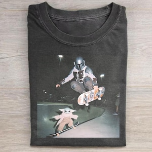 Star Wars Comfort Colors Shirt, Unisex shirt, Grogu Skateboard Tee, Space Alien Graphic T-Shirt, Gift For Sci Fi Fans, gift for him