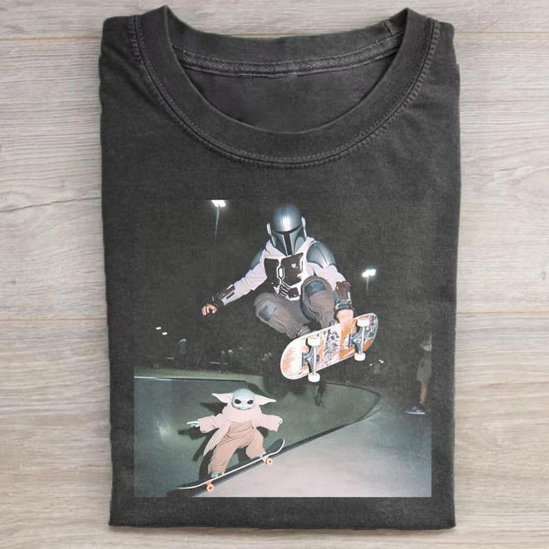Star Wars Comfort Colors Shirt, Unisex shirt, Grogu Skateboard Tee, Space Alien Graphic T-Shirt, Gift For Sci Fi Fans, gift for him