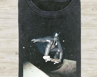 Darth Vader Skateboarding Comfort Colors Tee, Star Wars Shirt, Disney Shirt, Disney Trip Hip Hop Wear, Star Wars Meme Gift For Her Him
