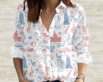 Coquette USA Women Shirt, 4th Of July Gift, Usa 250 Blouse Shirt, Independence Day Casual Top, America Anniversary Shirt, Gift For Her