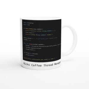 Python Programmierertasse personalisiert mit Name, Ansicht links